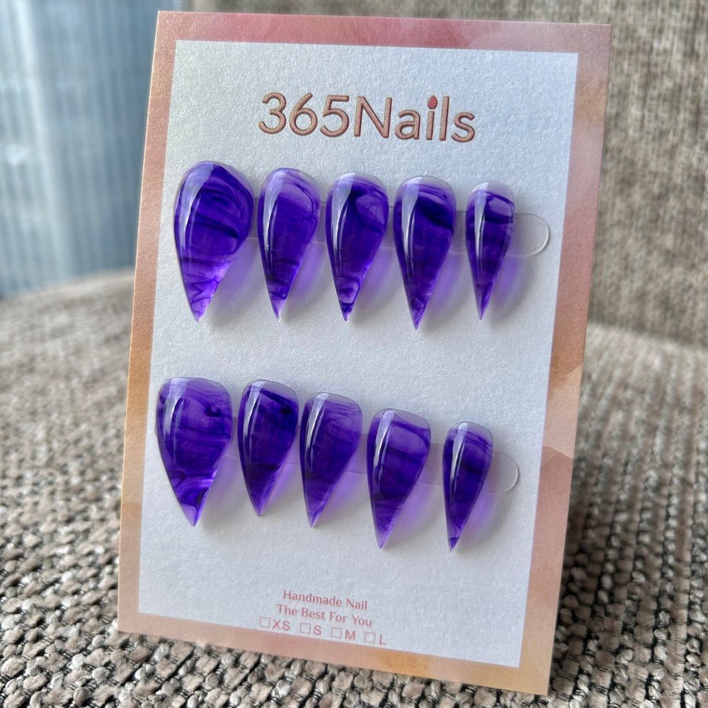 Amethyst Flow Dragon Claw Stiletto Press On Nails|Deep Purple Marble Jelly|365Nails Premium Handmade Dragon Series - Image 2