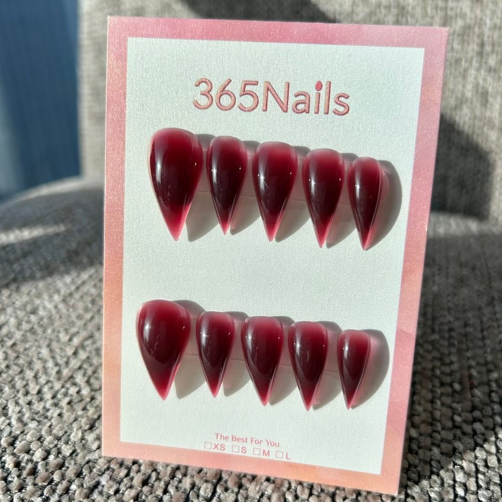 Gradient translucent red wine jelly gel pointed dragon nail claw nail - Image 2