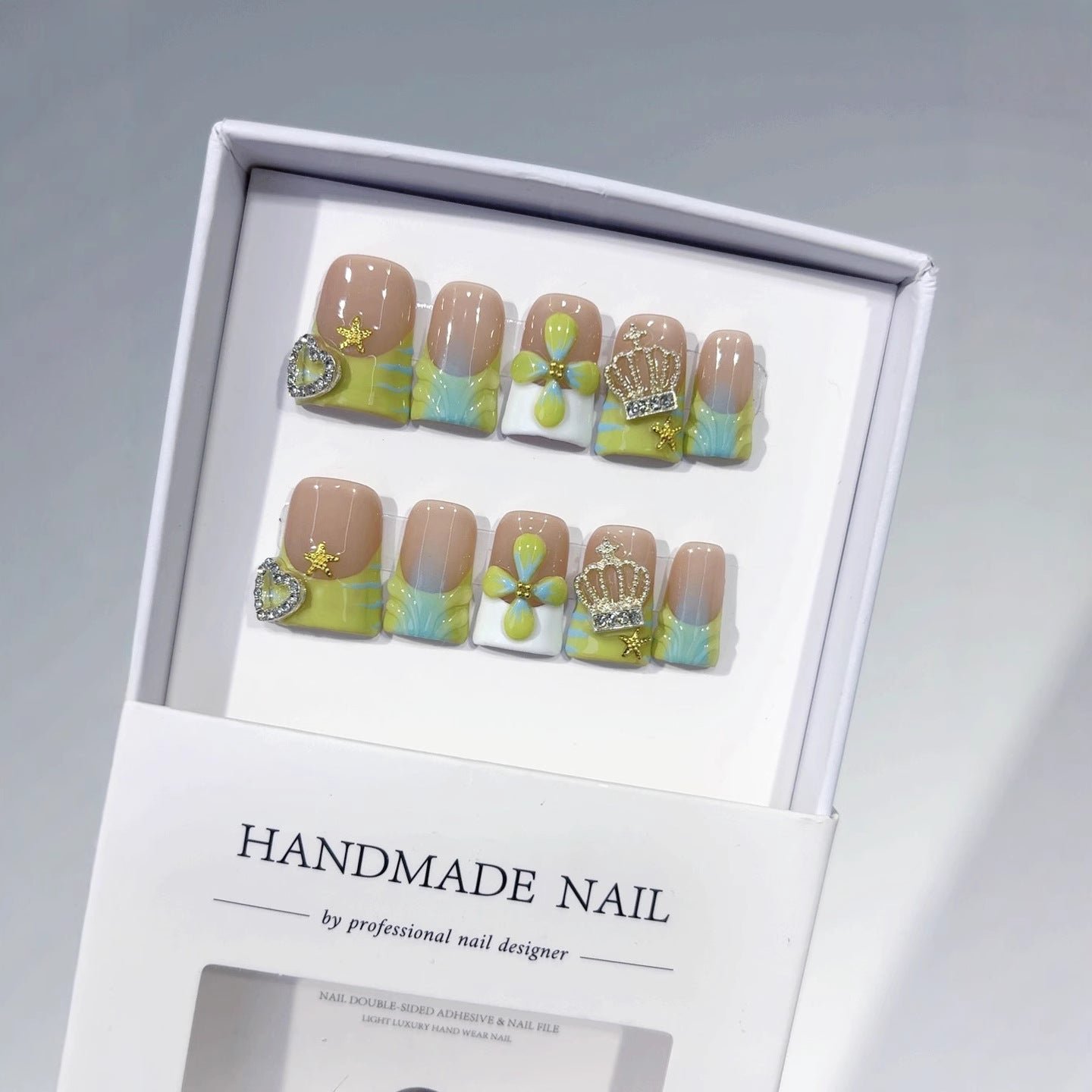Coastal Treasure: "Seashell Crown" – Short Square Press-On Nails - Image 8