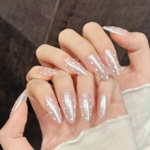 Pearl Sheer Polka Dot Press On Nails