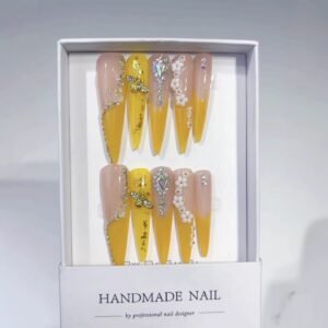 Golden Bloom Crystal Spring Press On Nails