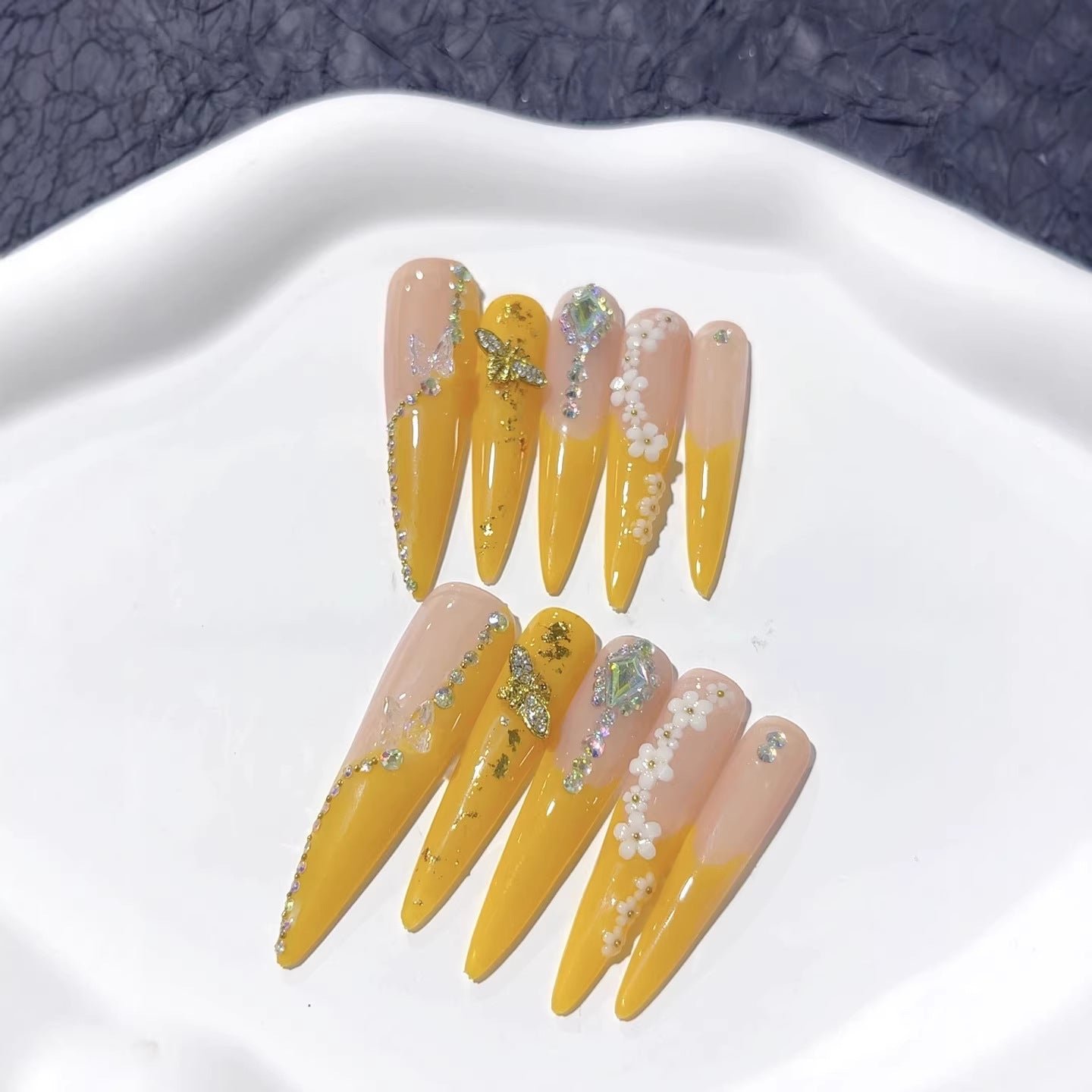 Golden Bloom Crystal Spring Press On Nails - Image 5