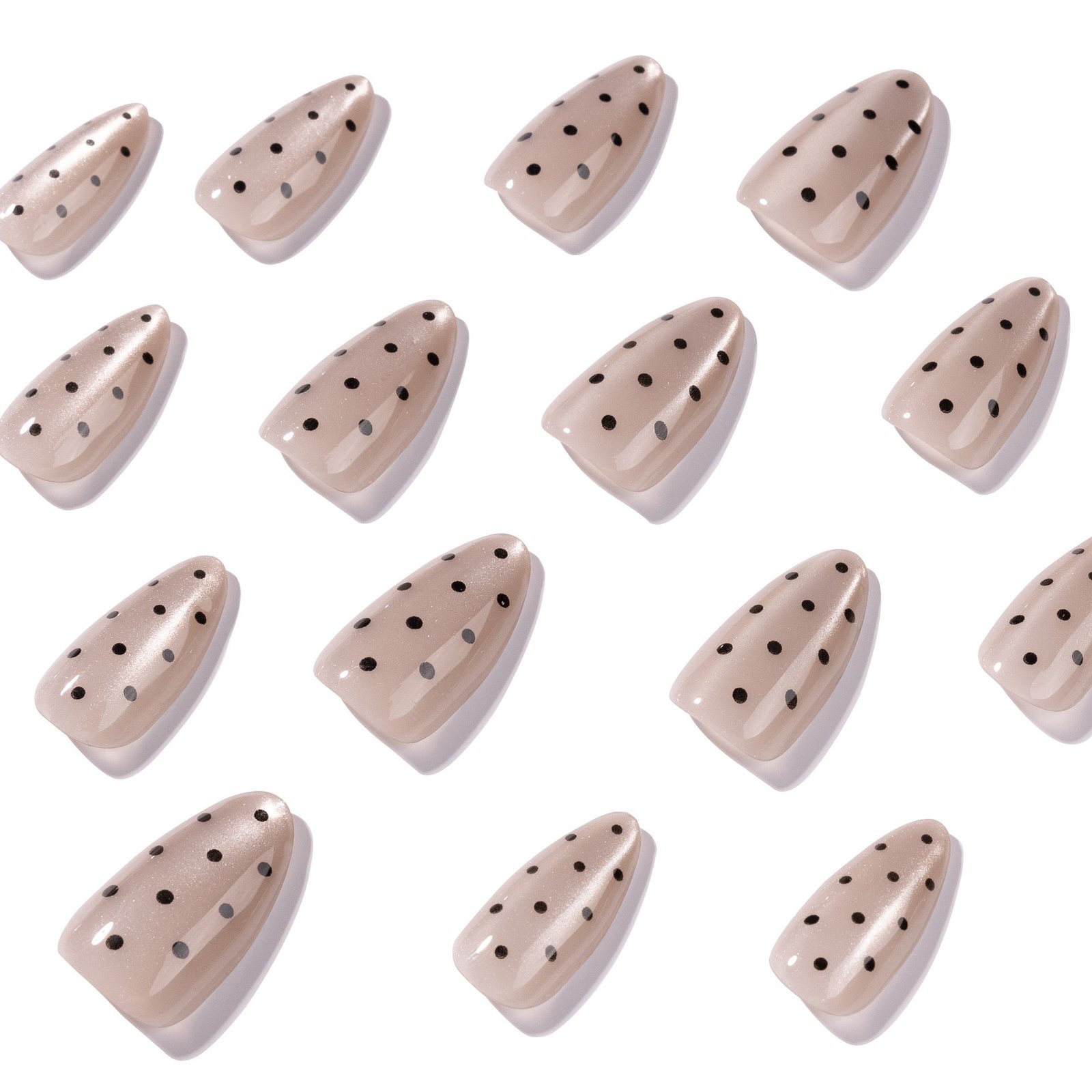 "Sheer Nude Polka Dot Almond" – Classic Minimalist Press-on Nails - Image 3