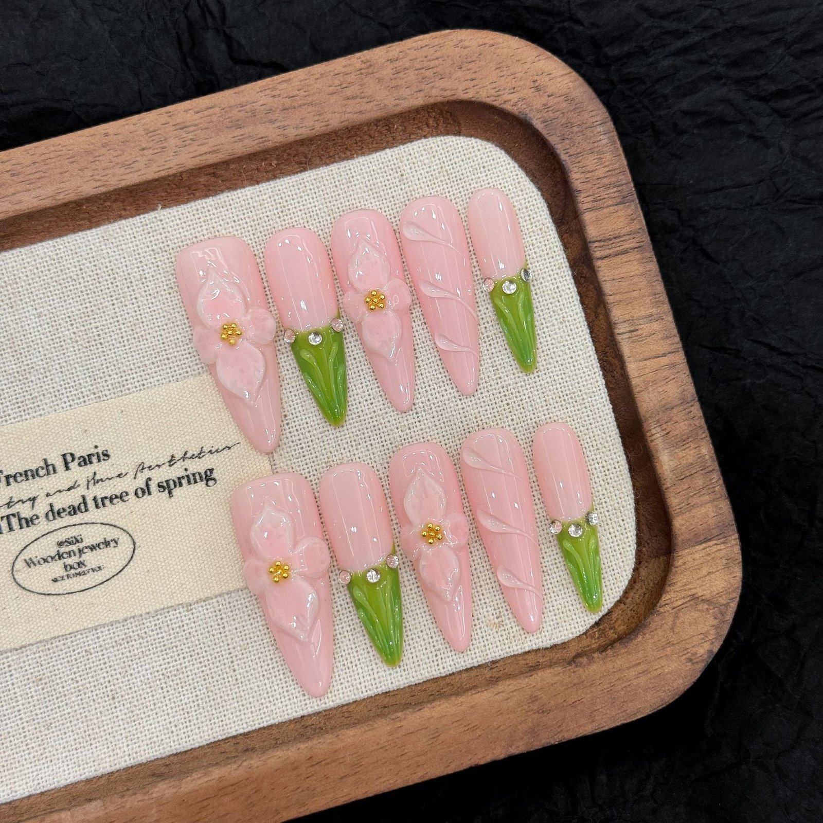 365nails: "Blooming Tulips" – 3D Floral Sculpted Handmade Long Almond Nails - Image 5
