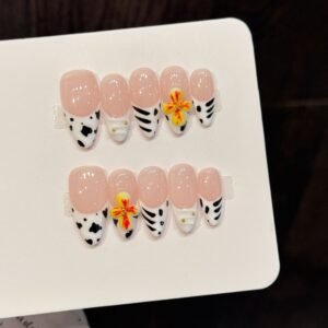 365nails: "Safari Chic" – 3D Floral & Animal Print Handmade Stiletto Nails