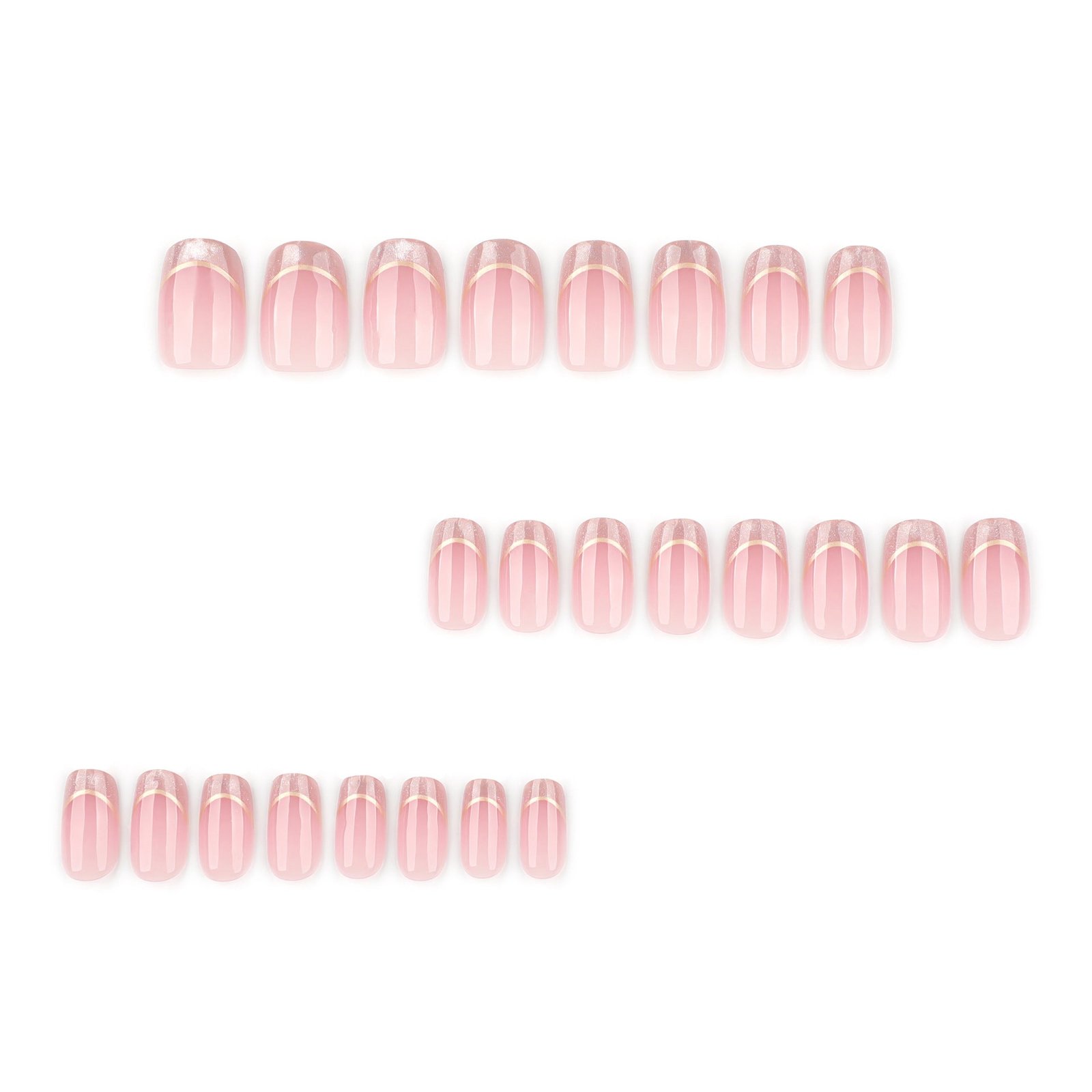 Simple French cat's eye short square round press-on nails - Image 2