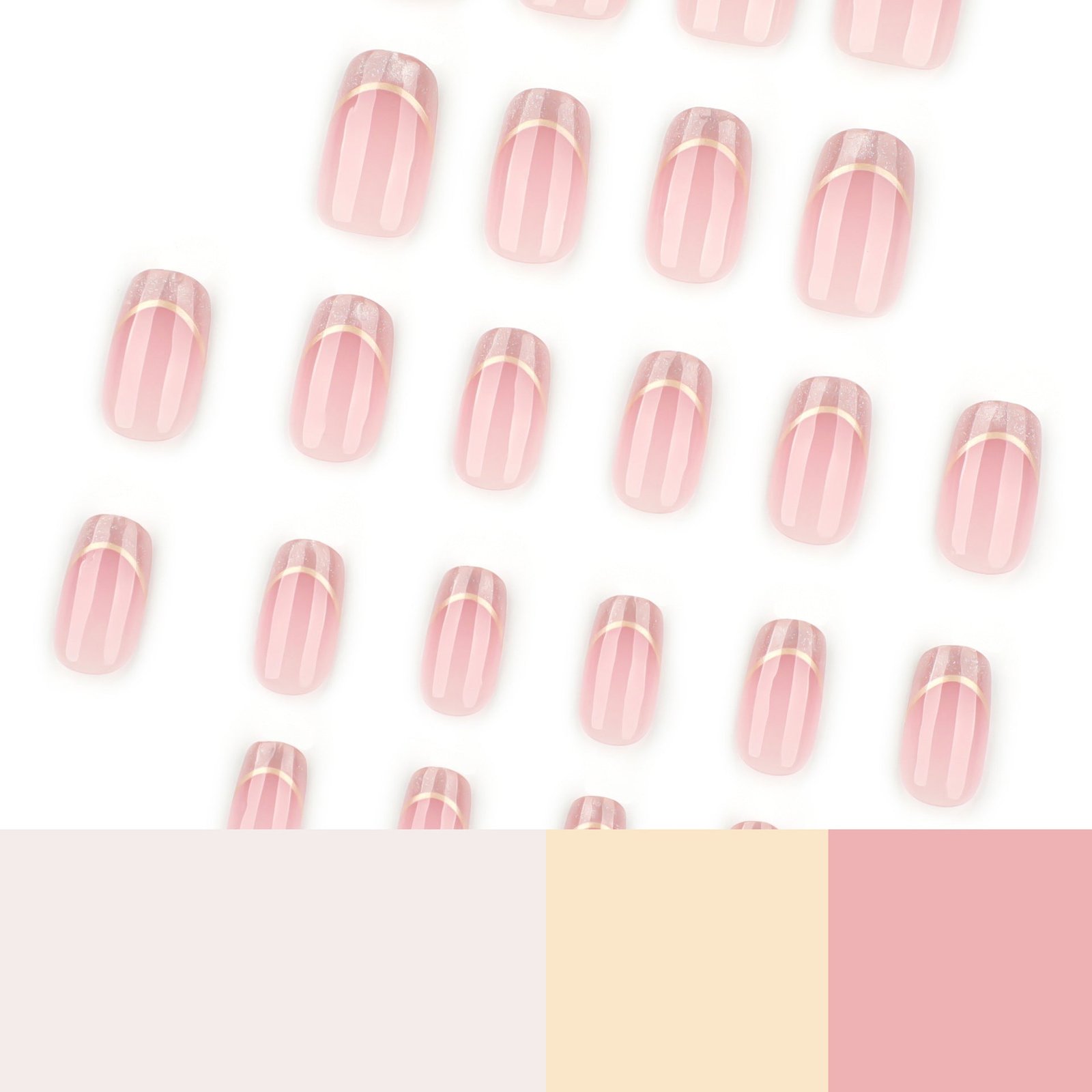 Simple French cat's eye short square round press-on nails - Image 4