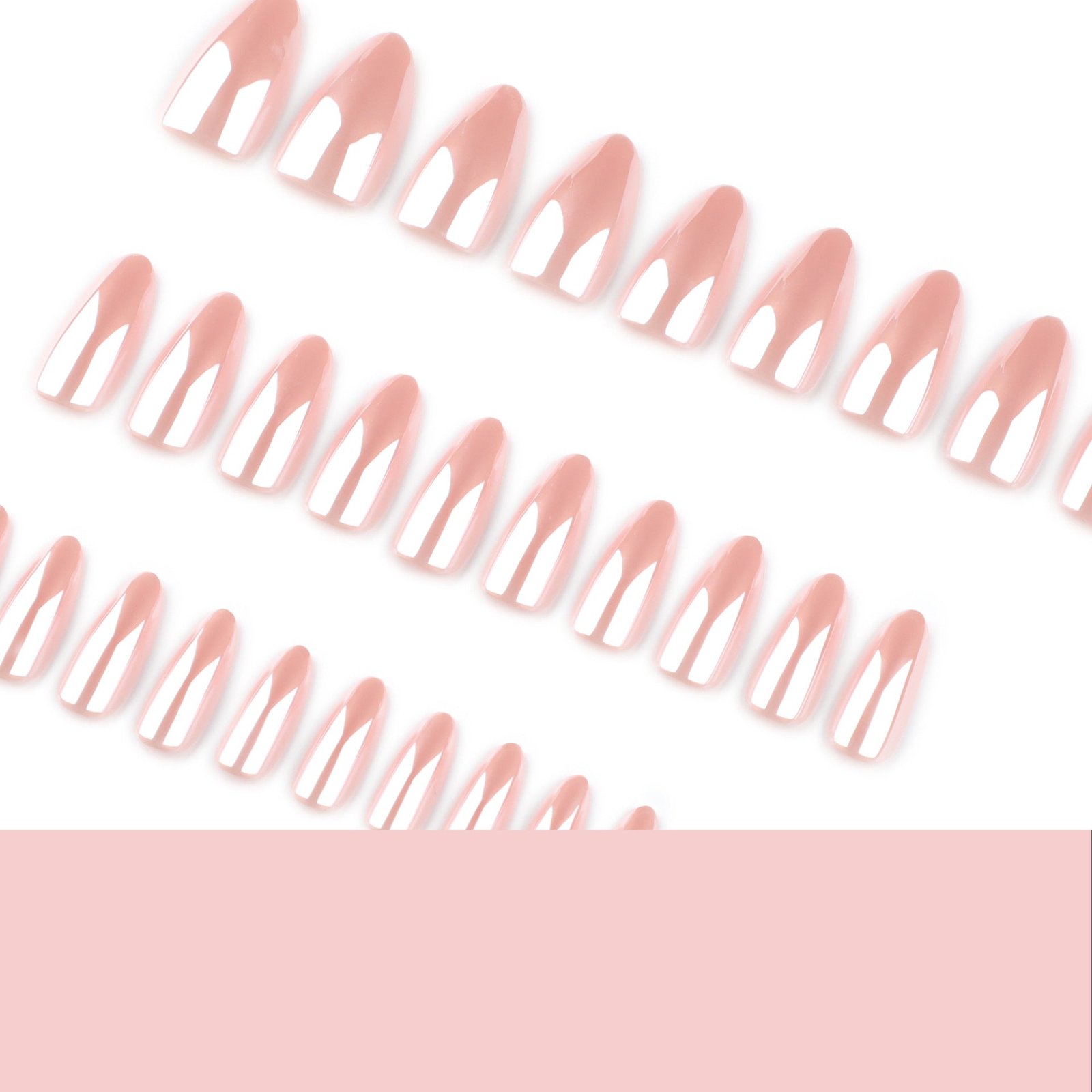 Simple bare powder solid color coating flash almond press-on nails - Image 4