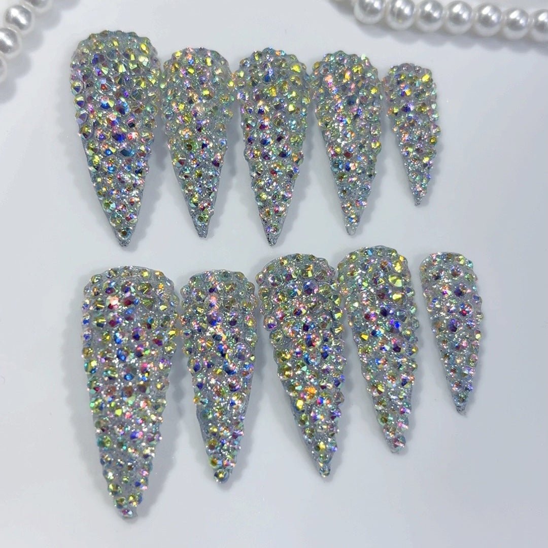 Full Crystal Glitter Stiletto Press On Nails - Image 3