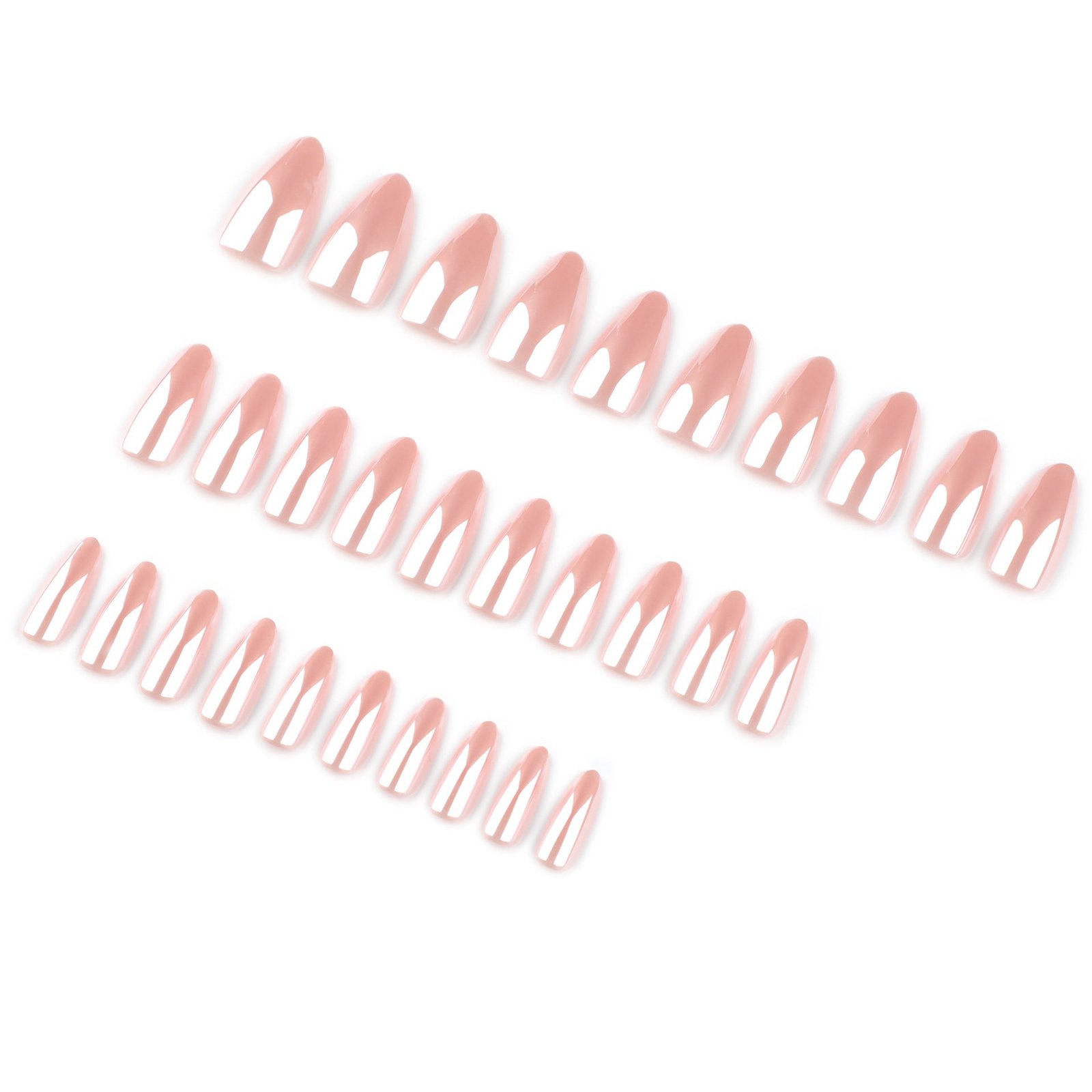 Simple bare powder solid color coating flash almond press-on nails - Image 3