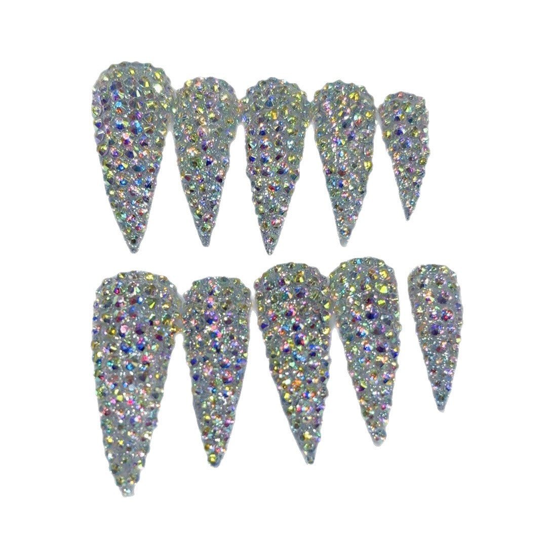 Full Crystal Glitter Stiletto Press On Nails - Image 5