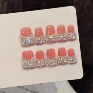 Crystal Coral Duckbill Press On Nails