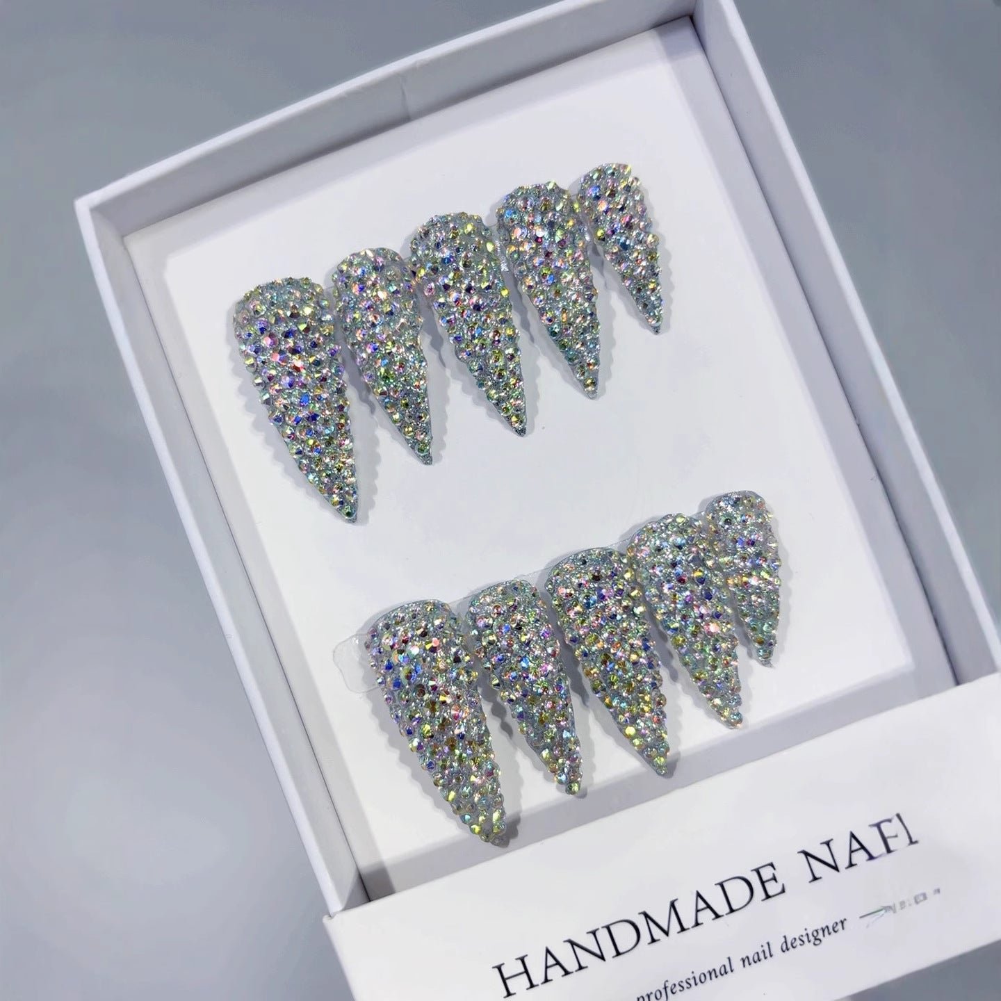 Full Crystal Glitter Stiletto Press On Nails - Image 2