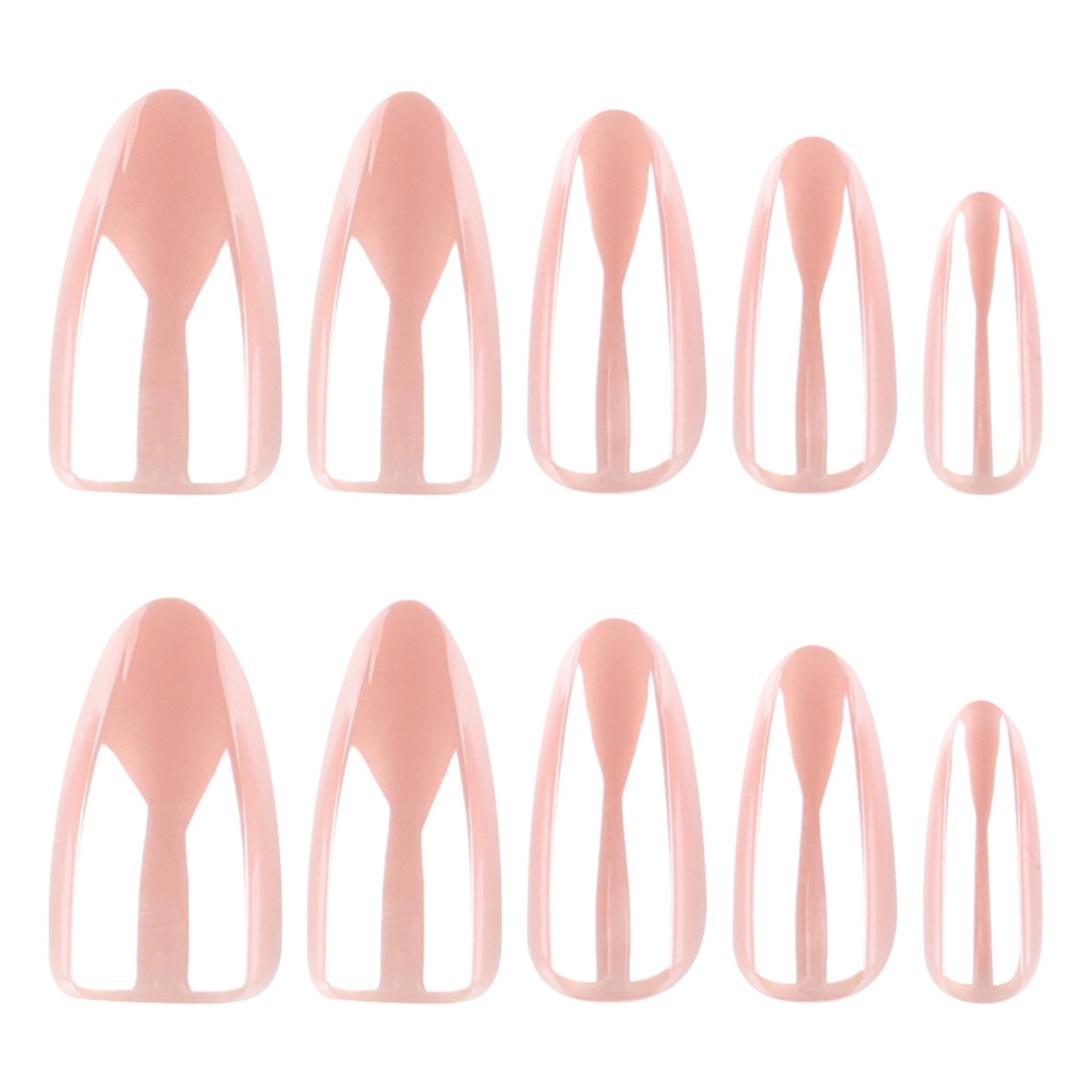 Simple bare powder solid color coating flash almond press-on nails - Image 5