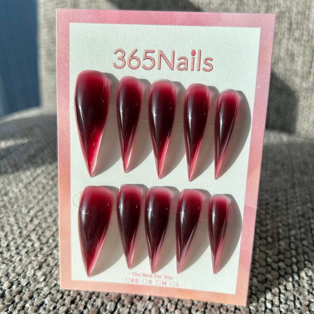 Gradient translucent red wine jelly gel pointed dragon nail claw nail - Image 3