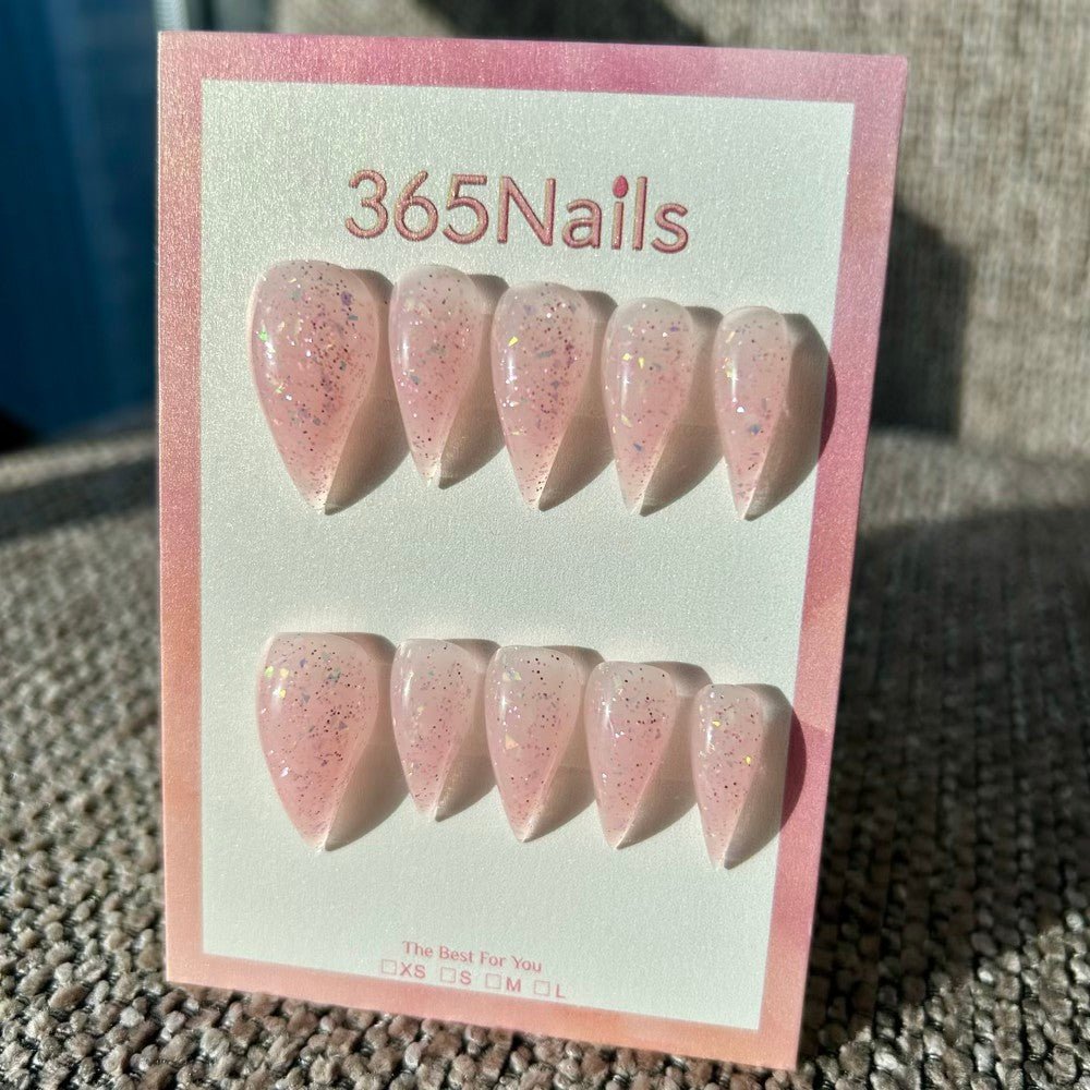Peach Fizz Dragon Claw Stiletto Jelly Pink Glitter Handmade Dragon Nail - Image 2