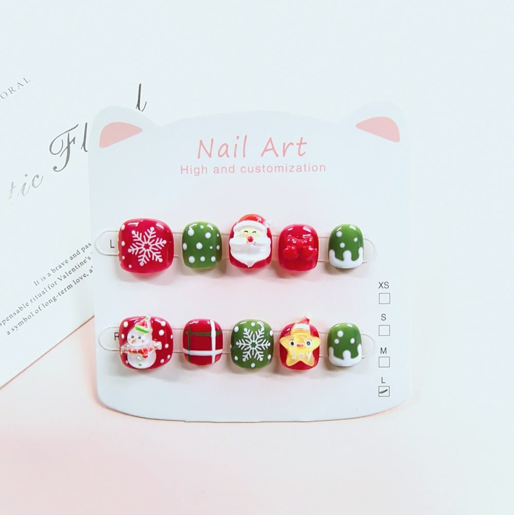 Christmas Cartoon Cute Kids Press On Nails Holiday Set – Image 6
