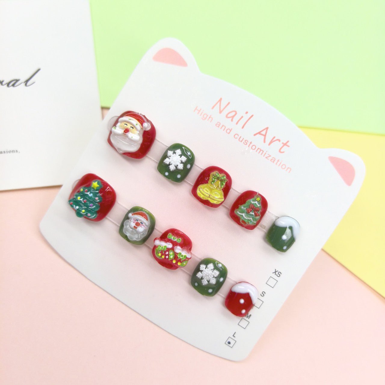 Christmas Cute Kids Press On Nails with Festive Icons – Image 2