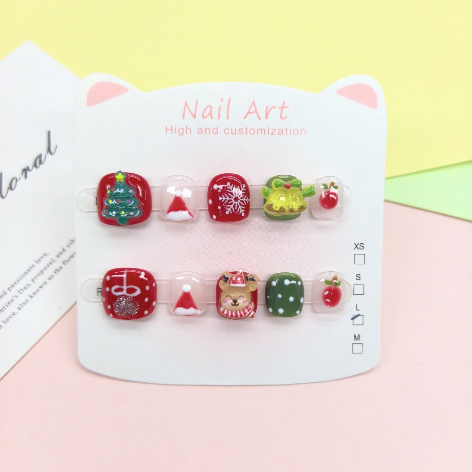 Christmas Cartoon Cute Kids Press On Nails Holiday Set – Image 3