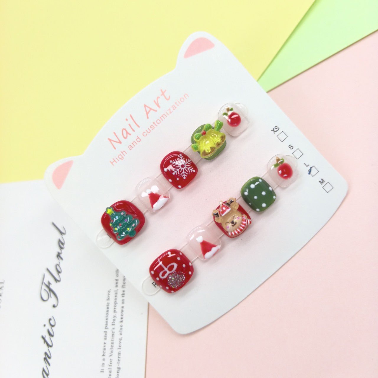Christmas Cute Kids Press On Nails with Holiday Icons – Image 2