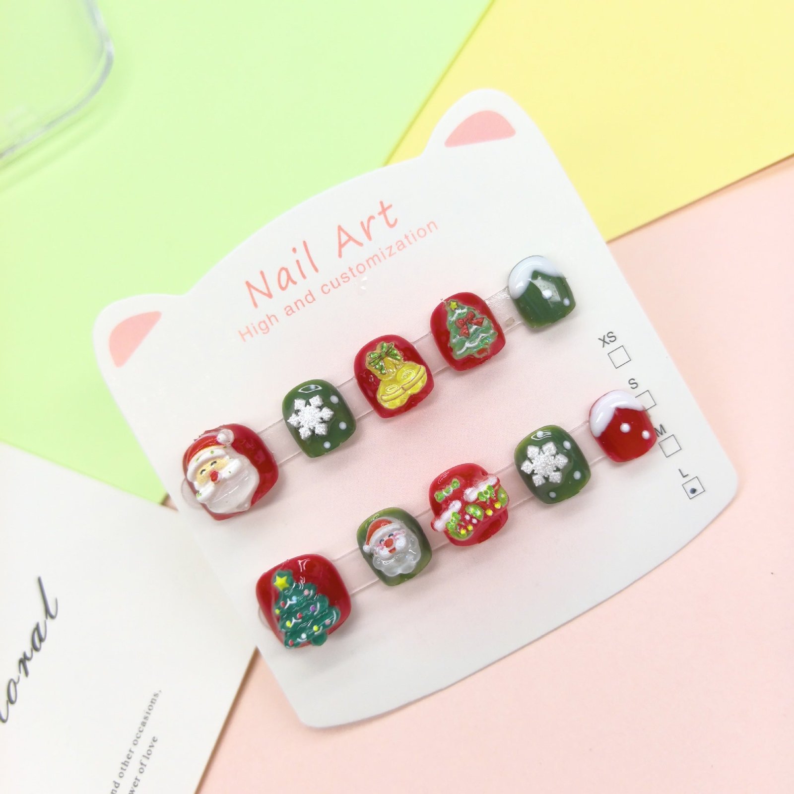 Christmas Cute Kids Press On Nails with Festive Icons – Image 3