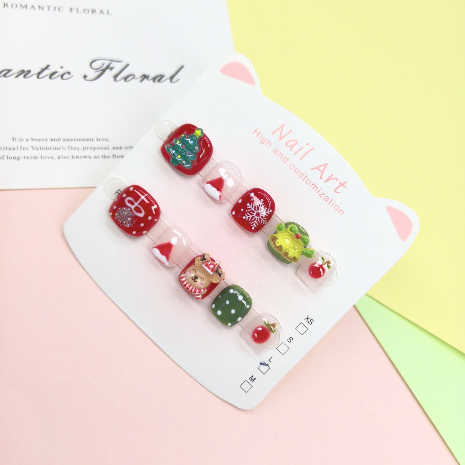 Christmas Cute Kids Press On Nails with Holiday Icons – Image 3