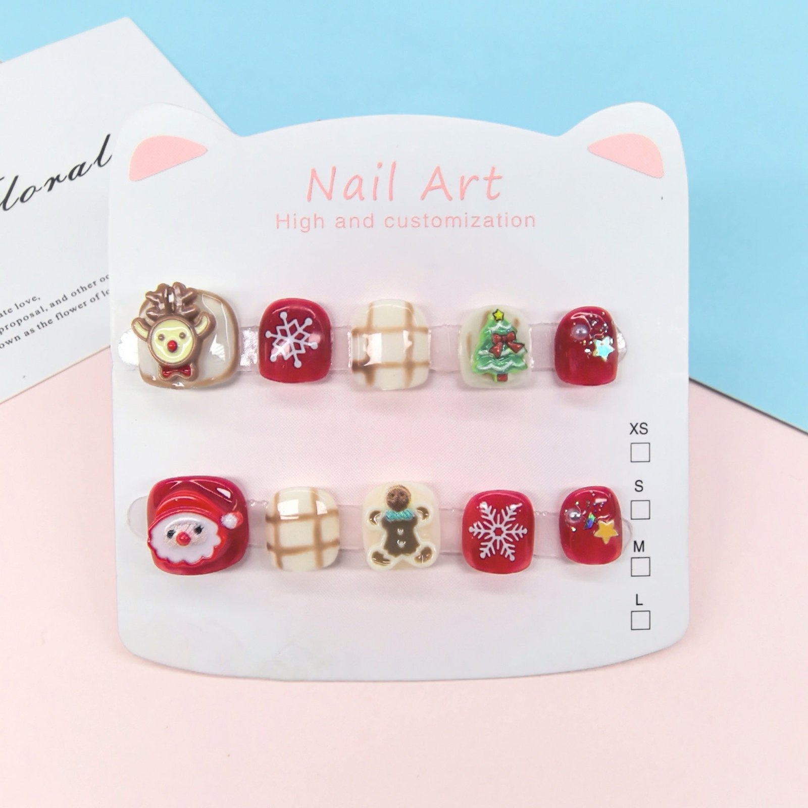 Christmas Cartoon Cute Kids Press On Nails Holiday Set - Image 18